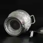 GIEMZA Relief Metal Container 1pc Tall Pan Flower Thailand Tableware Soup Container Southeast Asian Rice Pot with Spoon