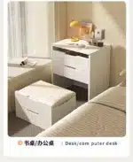 Compact LED Makeup Vanity Desk with Stool and Mirror – in a cozy room setting