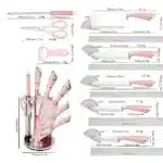 ZENG 9PCS Kitchen Knife Set Stainless Steel Hollow Handle Sharp Meat Cutting Cooking Knife Scissors Bread Knife Fruit Peeler