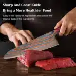 8-inch Damascus steel chef knife Sharp Timascus knife blade Titanium Cut Vegetable and Meat Stabilized Colored Wood Handle