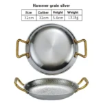 304 stainless steel Spanish seafood rice pot Commercial crayfish plate Flat bottom stewed rice pot Double ear frying pan