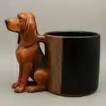 Funny Animal Shaped Tea Cup, Retro Resin Dachshund Mug,Unique Stainless Steel Coffee-Cup Resin Art Desktop Ornament