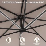 11FT Solar Powered LED Light Cantilever Patio Umbrella with Base Included, Large Cantilever Umbrella with, Customized