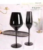2Pcs glass household, multi-purpose black crystal glass, tall red wine glass, champagne glass, glass wine glass – in a cozy