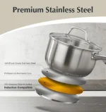 KOCH SYSTEME CS 10 Piece Stainless Steel Pots and Pans Set,  Kitchen Cookware Sets, Induction Ready, Oven Safe to 450°F - Image 3