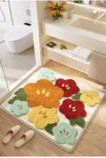 Square Floral Bath Mat, Ultra Plush Absorbent Bathroom Rug, Non-Slip Backing & Soft Touch Surface, Floor Mats for Bathroom Decor - Image 27