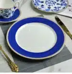 European Klein blue hibiscus bone porcelain plate ins wind European household high-end tableware housewarming gift box
