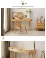 Solid wood dresser with mirror – makeup table with drawer in walnut finish, bedroom storage furniture from Goldoma