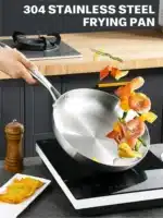 22-28cm Inch Tri-ply 18/8 Stainless Steel Chef's Pan,Frying Pan with Lid,Induction Pan,Pot and Pan Set,Dishwasher and Oven