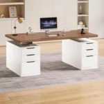 Electric Standing Desk with 6 Drawers, 55" Adjustable Stand up Desk with Storage, Computer Desks with Power Outlets,