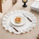 4PCS Cloth Napkins Round Placemat 100% Cotton Vintage Wedding Table Decoration Reusable for Kitchen Dinning Christmas Table