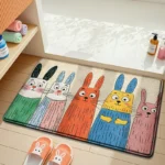 Cartoon Rabbit Bath Mat - Ultra Soft Cotton Velvet, Absorbent & Quick Dry, Non-Slip Backing, Cloud-Like Comfort for