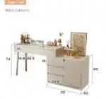 Solid Wood Dressing Table with Mirror and Stool - White – base detail