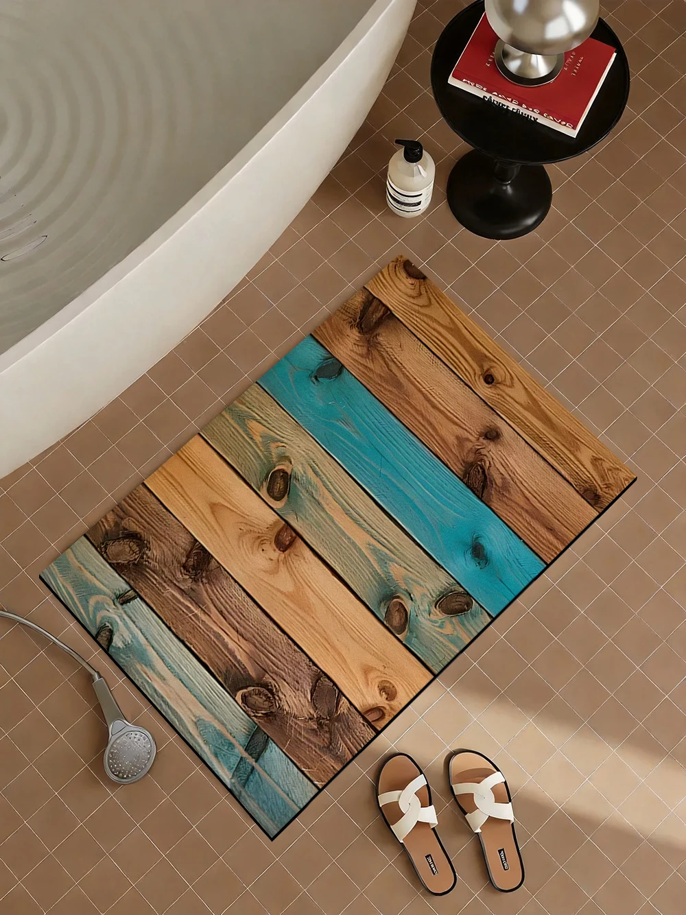 Vintage Reclaimed Wood Diatomite Bath Mat Super Absorbent Quick-Dry Non-slip for Bathroom Floor