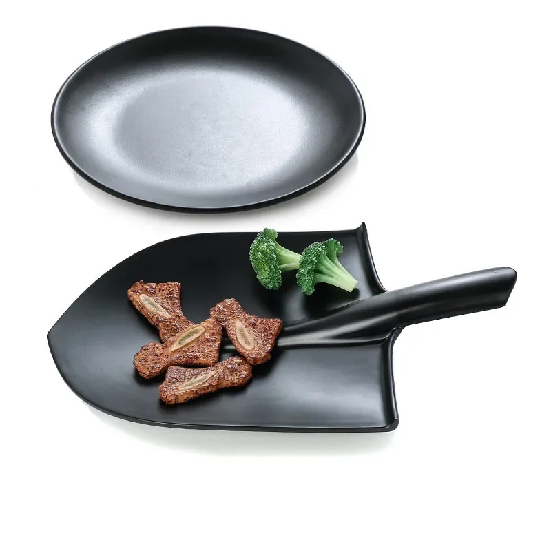 Elegant European style plates with frosted imitation porcelain finish on a dining table