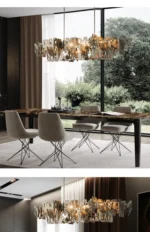 Postmodern Retro metal fragment Art Ceiling Chandelier Showroom Kitchen island Hanging lights Dining room Home decor