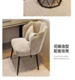Modern bedroom vanity table with mirror and storage drawers, makeup vanity desk with stool