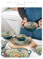 Retro Ceramic Dinner Plates Set Bohemia Style Food Plate Household Tableware Set Breakfast Plates Salad Soup Bowls Dinnerware - Image 33