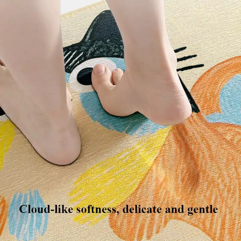 Cute Cartoon Cat Bath Mat - Super Soft Memory Foam Bathroom Rug, Fast Absorbing Quick Dry, Non-Slip Shower Mat for Kids & Adults