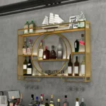 Wall Mount Wine Rack Bottle Wine Bar Cabinet Holder Adapt Single Miniature Black Cup Glass Storage Wine Cabinet Decor Szafeczki - Image 2