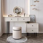 Modern dresser vanity table with mirror and stool — makeup vanity table with ample storage for bedroom
