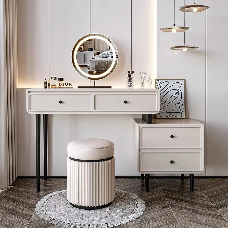 Sb238658a0bf34e9490a4a586f3fcc60ev-1.webp Modern dresser vanity table with mirror and stool — makeup vanity table with ample storage for bedroom