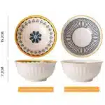 Nordic Style Ceramic Rice Bowl Underglaze Japanese Breakfast Bowl High Aesthetic Value round Shape Dinnerware Set – base
