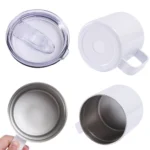 12oz Stainless Steel Mug with Handle Insulated Coffee Cup Insulated Tumbler Sliding Lid Gift for Camping, Office, Home,
