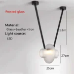 Italy New Designer Luxury Glass LED Pendant Lamp Living Room Bedroom Bar Restaurant Leather Chandelier Interiordecor
