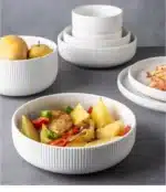 Nordic Ceramic Tableware Matte Glazed Japanese Style Ins Style Dishes Sets Salad Soup Bowl Flat Plate Dinnerware Dinner Set