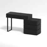 Italian minimalist dressing table with mirror and stool in black finish for bedroom
