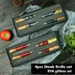 Amber 67-layer Damascus Steel 4pcs 5-inch Steak Kitchen Knife Set kitchen tool Resin with burl wood Handle Sharp Tools – in