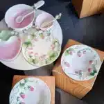 Strawberry Series Relief Ceramic Tableware Dim Sum Plate – side view