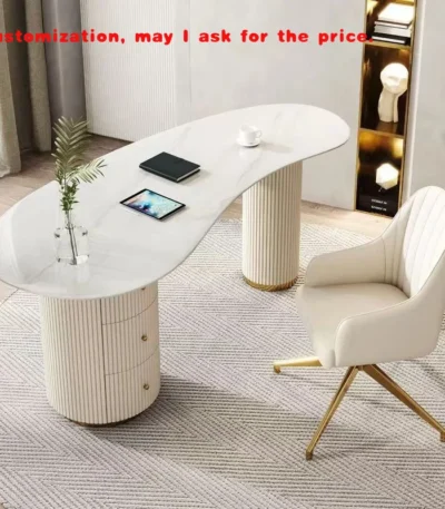 custom.Modern Fashionable Curved Artificial Stone Office Desk Made in China Convertible Wooden Feature