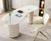 custom.Modern Fashionable Curved Artificial Stone Office Desk Made in China Convertible Wooden Feature