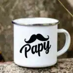 Super Papy Print Mugs Creative Coffee Cups Drink Water Tea Camping Cup Enamel Mug Outdoor Home Handle Drinkware Gift for