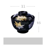 Japanese style ramen bowl set with melamine bowls, spoons, and noodle cups on a table