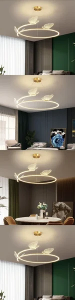 Butterfly Circle Chandelier, Modern Simple Atmosphere Light Luxury Living Room Bedroom Creative Personalized Lamp – in a