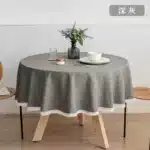 New Large Round Tablecloth Solid Color Cotton Linen Waterproof Table Cloth Oil-Proof Table Cover for Kitchen Garden