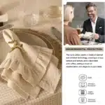 4PCS Cloth Napkins Round Placemat 100% Cotton Vintage Wedding Table Decoration Reusable for Kitchen Dinning Christmas Table