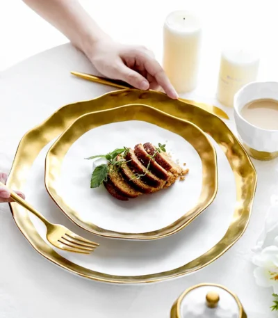 11-inch Gold-plated Western Steak Pasta Plate High-grade Frosted Fruit Salad Dessert Breakfast Plate 8-inch Restaurant