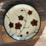 Ceramic dinnerware set with Japanese flat serving plates in floral Nordic design