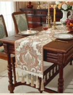 French Vintage Chenille Table Runner Roman Holiday Embroidery Dinning Table Decor Waterproof Christmas Decorative Tablecloth