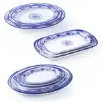 Melamine Chinese Style Blue and White Porcelain Tableware Creative Oval Dinner Plate – side view