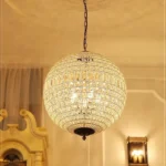 Vintage Crystal Pendant Light Luxury Copper Chandelier for Living Room Villa Dining Room Home Decoration Hanging Lamp
