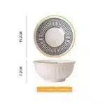 Nordic Style Ceramic Rice Bowl Underglaze Japanese Breakfast Bowl High Aesthetic Value round Shape Dinnerware Set