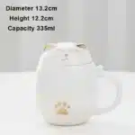 Creative Cartoon Black/White Lucky Cat With Cover Filter Tea Water Separation Office Cup Household Gifts Personal Mug, 1Pc