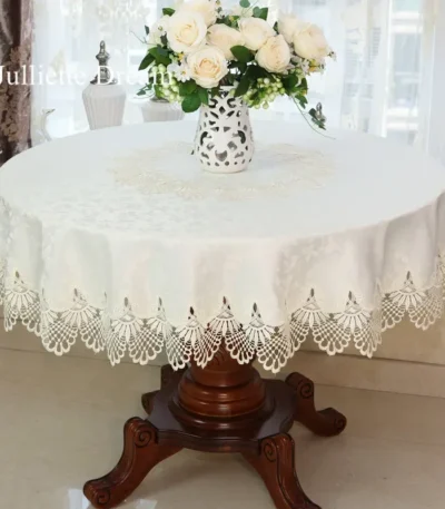 New Lace Tablecloth Pastoral round tablecloth Dining table cloths Home Embroidery table cover rose gold decoration house