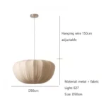 Nordic Minimalist Wabi Sabi Fabric Chandelier Living Dining Room Bedroom Pendant Light Indoor Home Decor Hanging Lamp Fixture