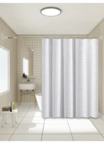 Waffle Textured Shower Curtain Heavy Duty Thick Fabric Shower Curtain with Magnets and 12 Free Rust-Proof Metal Hooks
